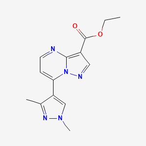 molecular formula C14H15N5O2 B4808015 ethyl 7-(1,3-dimethyl-1H-pyrazol-4-yl)pyrazolo[1,5-a]pyrimidine-3-carboxylate 