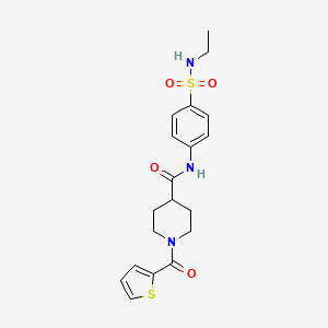 molecular formula C19H23N3O4S2 B4808143 N-[4-(ethylsulfamoyl)phenyl]-1-(thiophene-2-carbonyl)piperidine-4-carboxamide 