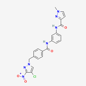 molecular formula C22H18ClN7O4 B4808194 N~3~-[3-({4-[(4-CHLORO-3-NITRO-1H-PYRAZOL-1-YL)METHYL]BENZOYL}AMINO)PHENYL]-1-METHYL-1H-PYRAZOLE-3-CARBOXAMIDE 