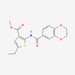 molecular formula C17H17NO5S B4808202 METHYL 2-(2,3-DIHYDRO-1,4-BENZODIOXINE-6-AMIDO)-5-ETHYLTHIOPHENE-3-CARBOXYLATE 