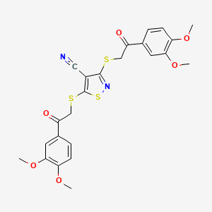 molecular formula C24H22N2O6S3 B4808446 BIS({[2-(3,4-DIMETHOXYPHENYL)-2-OXOETHYL]SULFANYL})-1,2-THIAZOLE-4-CARBONITRILE 
