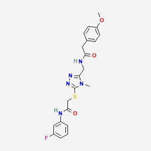 molecular formula C21H22FN5O3S B4808554 N-{[5-({2-[(3-fluorophenyl)amino]-2-oxoethyl}thio)-4-methyl-4H-1,2,4-triazol-3-yl]methyl}-2-(4-methoxyphenyl)acetamide 