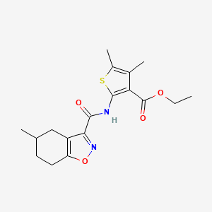 molecular formula C18H22N2O4S B4808644 ethyl 4,5-dimethyl-2-{[(5-methyl-4,5,6,7-tetrahydro-1,2-benzisoxazol-3-yl)carbonyl]amino}-3-thiophenecarboxylate 