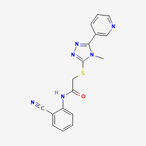 molecular formula C17H14N6OS B4808656 N-(2-cyanophenyl)-2-{[4-methyl-5-(pyridin-3-yl)-4H-1,2,4-triazol-3-yl]sulfanyl}acetamide 