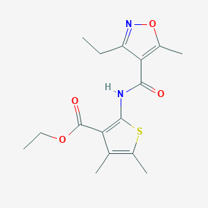 molecular formula C16H20N2O4S B4808712 ethyl 2-{[(3-ethyl-5-methyl-4-isoxazolyl)carbonyl]amino}-4,5-dimethyl-3-thiophenecarboxylate 