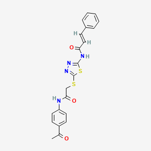 molecular formula C21H18N4O3S2 B4808772 (2E)-N-[5-({2-[(4-acetylphenyl)amino]-2-oxoethyl}sulfanyl)-1,3,4-thiadiazol-2-yl]-3-phenylprop-2-enamide 