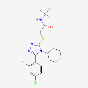 molecular formula C20H26Cl2N4OS B4809150 N-tert-butyl-2-[[4-cyclohexyl-5-(2,4-dichlorophenyl)-1,2,4-triazol-3-yl]sulfanyl]acetamide 
