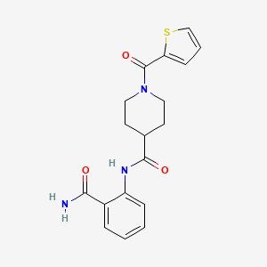 molecular formula C18H19N3O3S B4809232 N-(2-carbamoylphenyl)-1-(thiophene-2-carbonyl)piperidine-4-carboxamide 