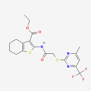 molecular formula C19H20F3N3O3S2 B4809372 Ethyl 2-[[2-[4-methyl-6-(trifluoromethyl)pyrimidin-2-yl]sulfanylacetyl]amino]-4,5,6,7-tetrahydro-1-benzothiophene-3-carboxylate 