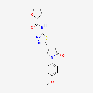 molecular formula C18H20N4O4S B4809379 N-{5-[1-(4-methoxyphenyl)-5-oxopyrrolidin-3-yl]-1,3,4-thiadiazol-2-yl}tetrahydrofuran-2-carboxamide 