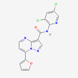 molecular formula C16H9Cl2N5O2 B4809770 N-(3,5-DICHLORO-2-PYRIDYL)-7-(2-FURYL)PYRAZOLO[1,5-A]PYRIMIDINE-3-CARBOXAMIDE 