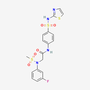 molecular formula C18H17FN4O5S3 B4809862 N~2~-(3-fluorophenyl)-N~2~-(methylsulfonyl)-N~1~-{4-[(1,3-thiazol-2-ylamino)sulfonyl]phenyl}glycinamide 