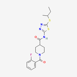 molecular formula C19H23FN4O2S2 B4809893 N-[5-(BUTAN-2-YLSULFANYL)-1,3,4-THIADIAZOL-2-YL]-1-(2-FLUOROBENZOYL)PIPERIDINE-4-CARBOXAMIDE 