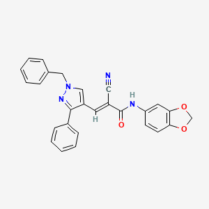 molecular formula C27H20N4O3 B4809942 N-1,3-benzodioxol-5-yl-3-(1-benzyl-3-phenyl-1H-pyrazol-4-yl)-2-cyanoacrylamide 