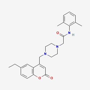 molecular formula C26H31N3O3 B4810041 N-(2,6-dimethylphenyl)-2-{4-[(6-ethyl-2-oxo-2H-chromen-4-yl)methyl]piperazin-1-yl}acetamide 