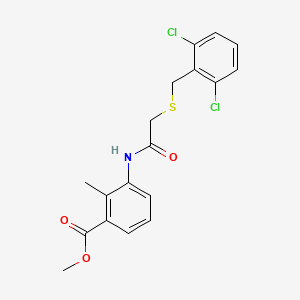 molecular formula C18H17Cl2NO3S B4810090 Methyl 3-({[(2,6-dichlorobenzyl)sulfanyl]acetyl}amino)-2-methylbenzoate 