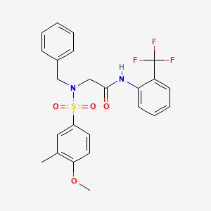 molecular formula C24H23F3N2O4S B4810585 N~2~-benzyl-N~2~-[(4-methoxy-3-methylphenyl)sulfonyl]-N~1~-[2-(trifluoromethyl)phenyl]glycinamide 