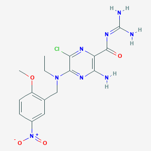 molecular formula C16H19ClN8O4 B048124 5-(N-Ethyl-(2'-methoxy-5'-nitrobenzyl))amiloride CAS No. 123844-08-6