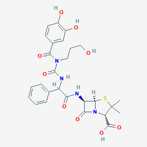 molecular formula C27H30N4O9S B048135 (2S,5R,6R)-6-[[2-[[(3,4-dihydroxybenzoyl)-(3-hydroxypropyl)carbamoyl]amino]-2-phenylacetyl]amino]-3,3-dimethyl-7-oxo-4-thia-1-azabicyclo[3.2.0]heptane-2-carboxylic acid CAS No. 112421-25-7