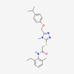 molecular formula C24H30N4O2S B4813758 N-(2-ethyl-6-methylphenyl)-2-[(4-methyl-5-{[4-(propan-2-yl)phenoxy]methyl}-4H-1,2,4-triazol-3-yl)sulfanyl]acetamide 