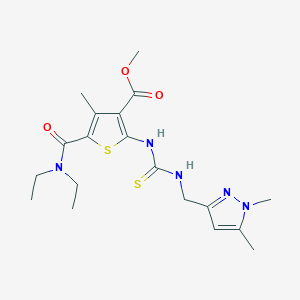 molecular formula C19H27N5O3S2 B4814004 methyl 5-[(diethylamino)carbonyl]-2-[({[(1,5-dimethyl-1H-pyrazol-3-yl)methyl]amino}carbonothioyl)amino]-4-methyl-3-thiophenecarboxylate 
