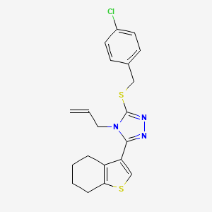 molecular formula C20H20ClN3S2 B4814275 4-ALLYL-3-[(4-CHLOROBENZYL)SULFANYL]-5-(4,5,6,7-TETRAHYDRO-1-BENZOTHIOPHEN-3-YL)-4H-1,2,4-TRIAZOLE 