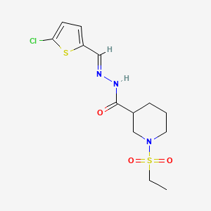 molecular formula C13H18ClN3O3S2 B4814497 N'-[(5-chloro-2-thienyl)methylene]-1-(ethylsulfonyl)-3-piperidinecarbohydrazide 
