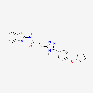 molecular formula C23H23N5O2S2 B4814519 N-1,3-benzothiazol-2-yl-2-({5-[4-(cyclopentyloxy)phenyl]-4-methyl-4H-1,2,4-triazol-3-yl}thio)acetamide 