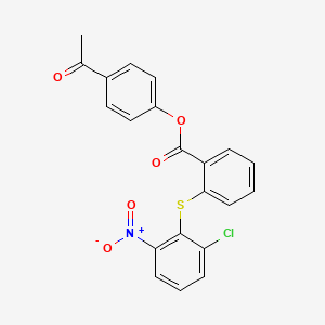 molecular formula C21H14ClNO5S B4814584 4-Acetylphenyl 2-[(2-chloro-6-nitrophenyl)sulfanyl]benzoate 