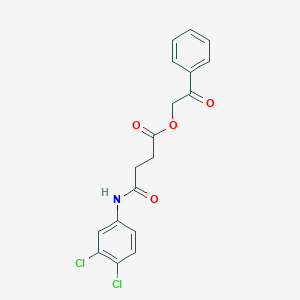 molecular formula C18H15Cl2NO4 B4815007 2-OXO-2-PHENYLETHYL 3-[(3,4-DICHLOROPHENYL)CARBAMOYL]PROPANOATE 