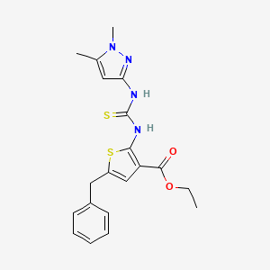 molecular formula C20H22N4O2S2 B4815322 ethyl 5-benzyl-2-({[(1,5-dimethyl-1H-pyrazol-3-yl)amino]carbonothioyl}amino)-3-thiophenecarboxylate 