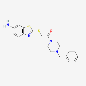 molecular formula C20H22N4OS2 B4815969 2-[(6-Amino-1,3-benzothiazol-2-yl)sulfanyl]-1-(4-benzylpiperazin-1-yl)ethanone 