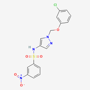 molecular formula C16H13ClN4O5S B4816053 N~1~-{1-[(3-CHLOROPHENOXY)METHYL]-1H-PYRAZOL-4-YL}-3-NITRO-1-BENZENESULFONAMIDE 
