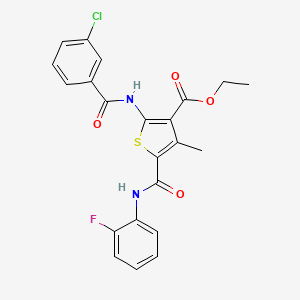 molecular formula C22H18ClFN2O4S B4816263 ETHYL 2-(3-CHLOROBENZAMIDO)-5-[(2-FLUOROPHENYL)CARBAMOYL]-4-METHYLTHIOPHENE-3-CARBOXYLATE 
