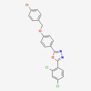 molecular formula C21H13BrCl2N2O2 B4816264 2-{4-[(4-BROMOPHENYL)METHOXY]PHENYL}-5-(2,4-DICHLOROPHENYL)-1,3,4-OXADIAZOLE 