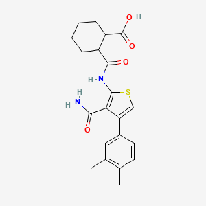 molecular formula C21H24N2O4S B4816420 2-({[3-(AMINOCARBONYL)-4-(3,4-DIMETHYLPHENYL)-2-THIENYL]AMINO}CARBONYL)-1-CYCLOHEXANECARBOXYLIC ACID 
