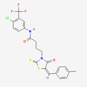molecular formula C22H18ClF3N2O2S2 B4816684 N-[4-chloro-3-(trifluoromethyl)phenyl]-4-[5-(4-methylbenzylidene)-4-oxo-2-thioxo-1,3-thiazolidin-3-yl]butanamide 