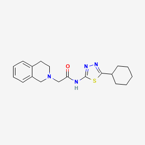 molecular formula C19H24N4OS B4816761 N-(5-cyclohexyl-1,3,4-thiadiazol-2-yl)-2-(3,4-dihydroisoquinolin-2(1H)-yl)acetamide 