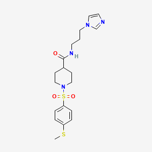 molecular formula C19H26N4O3S2 B4816770 N-[3-(1H-imidazol-1-yl)propyl]-1-{[4-(methylsulfanyl)phenyl]sulfonyl}piperidine-4-carboxamide 