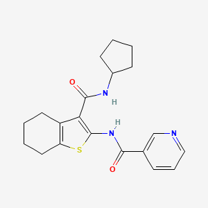 molecular formula C20H23N3O2S B4816912 N-[3-(CYCLOPENTYLCARBAMOYL)-4,5,6,7-TETRAHYDRO-1-BENZOTHIOPHEN-2-YL]NICOTINAMIDE 