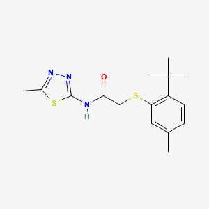 molecular formula C16H21N3OS2 B4816948 2-[(2-tert-butyl-5-methylphenyl)sulfanyl]-N-(5-methyl-1,3,4-thiadiazol-2-yl)acetamide 