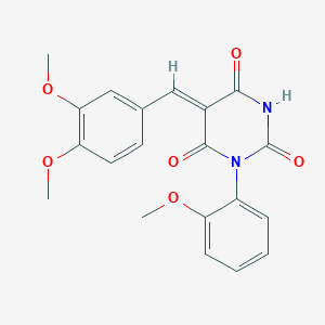 molecular formula C20H18N2O6 B4817014 (5Z)-5-[(3,4-dimethoxyphenyl)methylidene]-1-(2-methoxyphenyl)-1,3-diazinane-2,4,6-trione 
