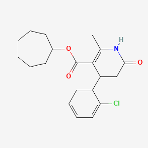 molecular formula C20H24ClNO3 B4817060 Cycloheptyl 4-(2-chlorophenyl)-2-methyl-6-oxo-1,4,5,6-tetrahydropyridine-3-carboxylate 