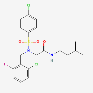 molecular formula C20H23Cl2FN2O3S B4817161 2-[(2-chloro-6-fluorophenyl)methyl-(4-chlorophenyl)sulfonylamino]-N-(3-methylbutyl)acetamide 