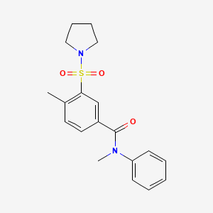 molecular formula C19H22N2O3S B4817438 N,4-dimethyl-N-phenyl-3-(1-pyrrolidinylsulfonyl)benzamide 