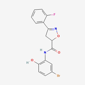 molecular formula C16H12BrFN2O3 B4817655 N-(5-bromo-2-hydroxyphenyl)-3-(2-fluorophenyl)-4,5-dihydro-1,2-oxazole-5-carboxamide 