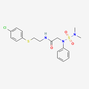 molecular formula C18H22ClN3O3S2 B4818021 N-{2-[(4-CHLOROPHENYL)SULFANYL]ETHYL}-2-[(DIMETHYLSULFAMOYL)(PHENYL)AMINO]ACETAMIDE 