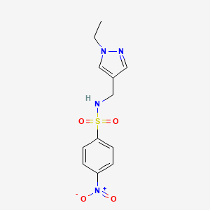 molecular formula C12H14N4O4S B4818392 N~1~-[(1-ETHYL-1H-PYRAZOL-4-YL)METHYL]-4-NITRO-1-BENZENESULFONAMIDE 
