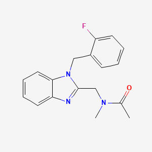 molecular formula C18H18FN3O B4818532 N-({1-[(2-FLUOROPHENYL)METHYL]-1H-1,3-BENZODIAZOL-2-YL}METHYL)-N-METHYLACETAMIDE 