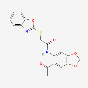 molecular formula C18H14N2O5S B4818998 N~1~-(6-ACETYL-1,3-BENZODIOXOL-5-YL)-2-(1,3-BENZOXAZOL-2-YLSULFANYL)ACETAMIDE 